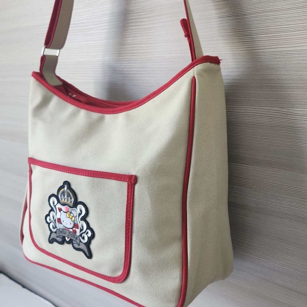 Vintage 2005 Hello Kitty Royal Crown Messenger Bag Sanrio Y2K Canvas Crossbody - Picture 3 of 16
